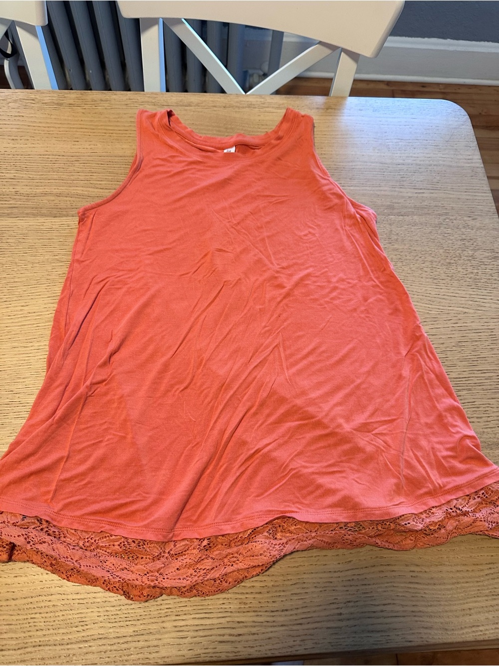 Zenana Outfitters Coral Lace-Hem Sleeveless Tank